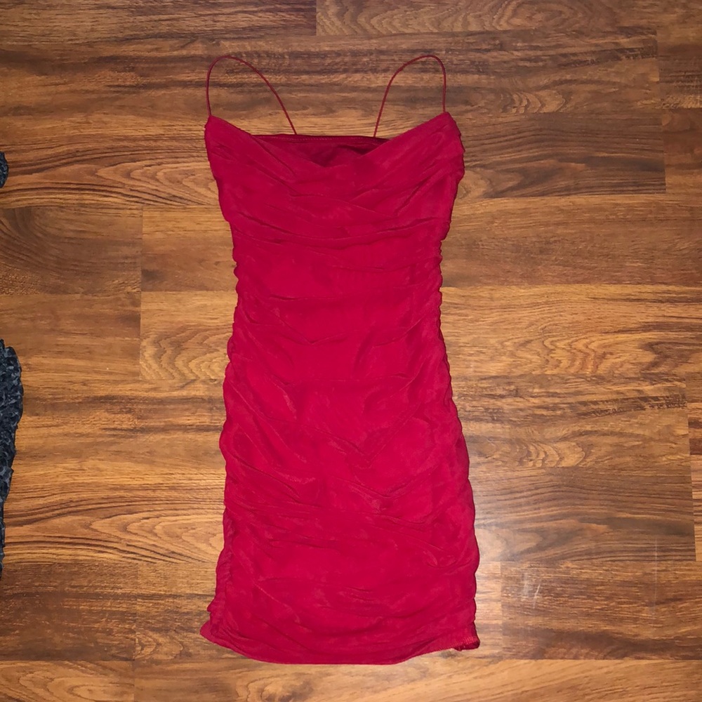 Oh polly red cowl neck dress
